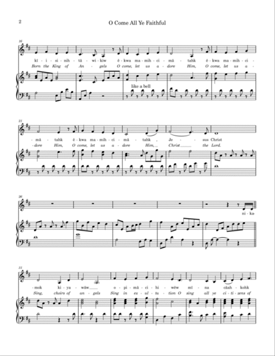 O Come, All Ye Faithful Piano, Vocal, Guitar scores gallery preview page 2