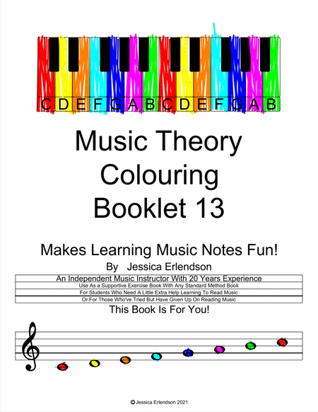 Music Theory Colouring Booklet lesson 13 - the G maj scale complete with fingering and triads