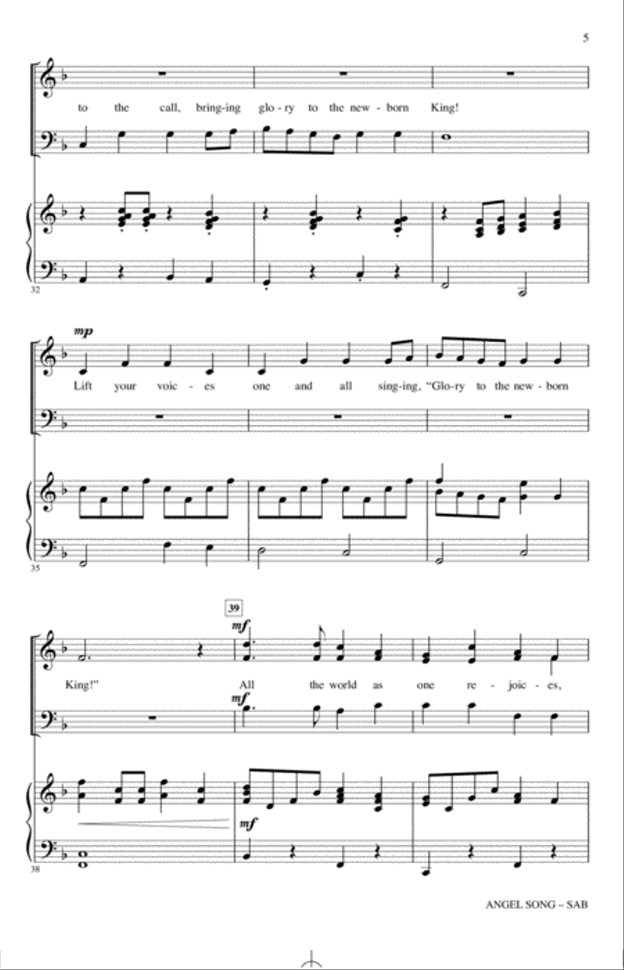 Angel Song (Glory To The Newborn King) 3-Part scores gallery preview page 4