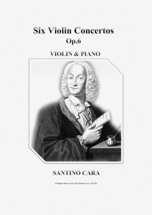 Book cover for Vivaldi - Six Violin Concertos for Violin and Piano Op.6 - Scores and violin part