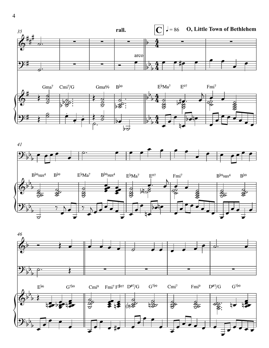 Christmas Carol Medley, for trumpet, cello, and piano Small Ensemble scores gallery preview page 4
