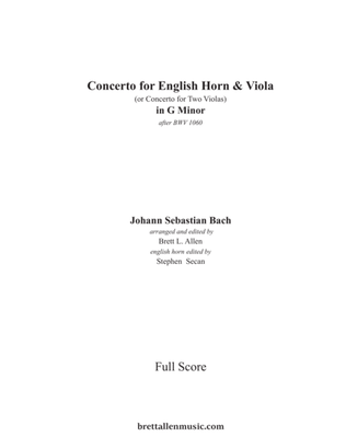 Book cover for Concerto for English Horn and Viola in G Minor FULL SCORE