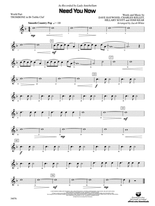 Need You Now: (wp) 1st B-flat Trombone T.C.