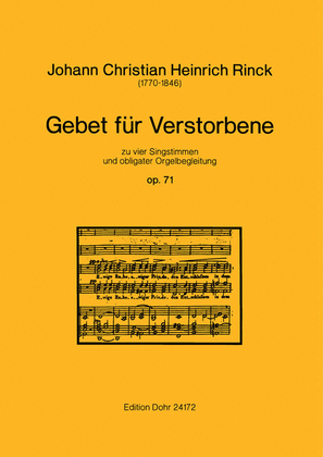 Book cover for Gebet für Verstorbene op. 71 -zu vier Singstimmen und obligater Orgelbegleitung-