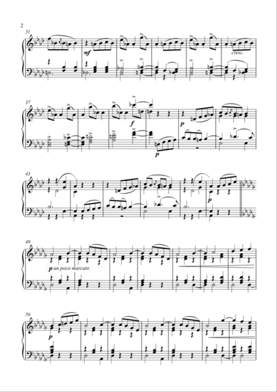 Tchaikovsky-Valse in A♭ major, Op.40 No.8(Piano) Piano Solo scores gallery preview page 3