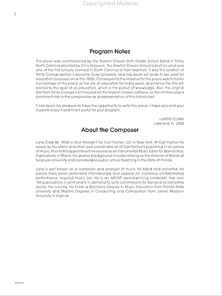 The Pursuit of Knowledge Concert Band scores gallery preview page 3