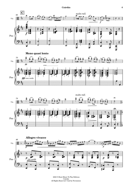 Czardas - Viola and Piano (Full Score and Parts) image number null