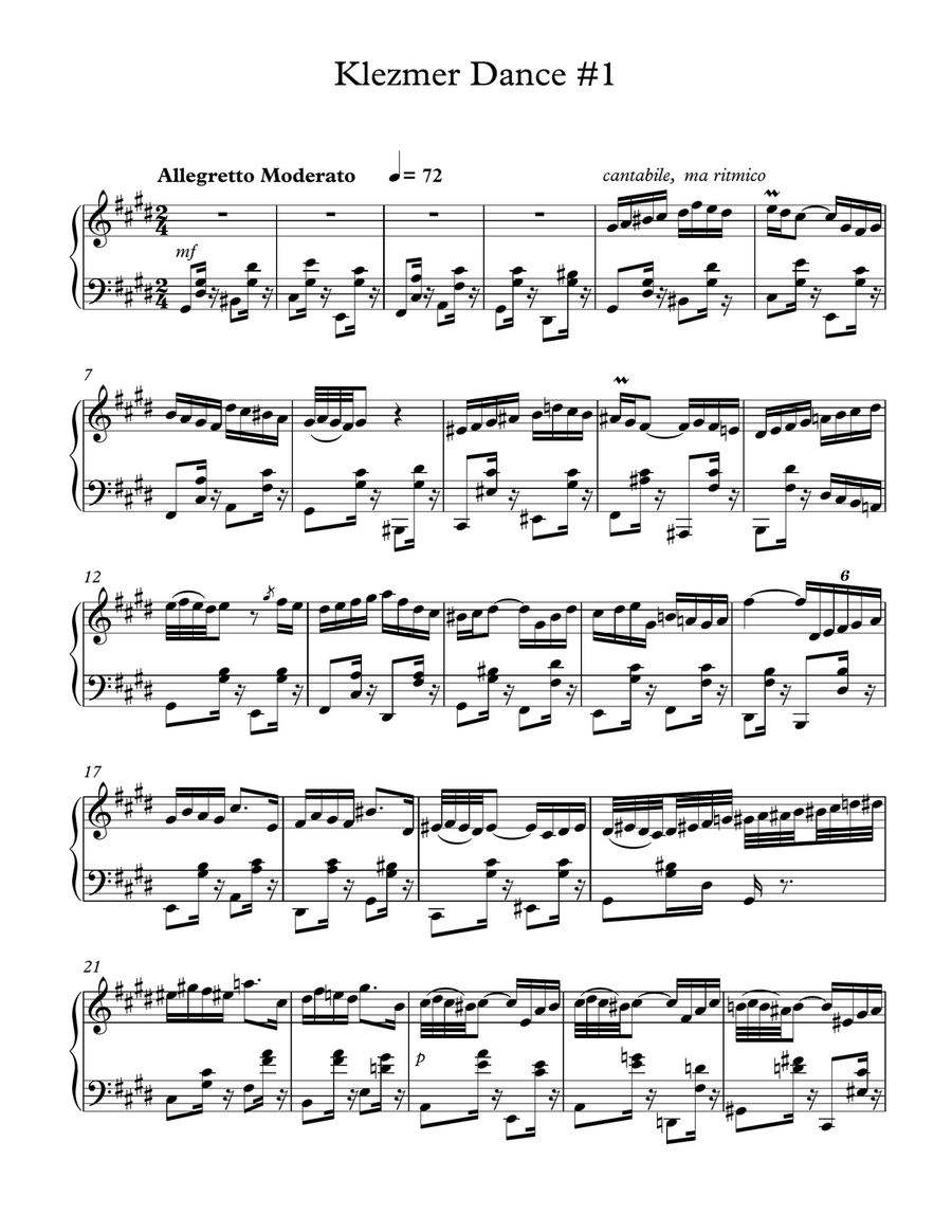 Klezmer Dance #1 for Piano Piano Method scores gallery preview page 1