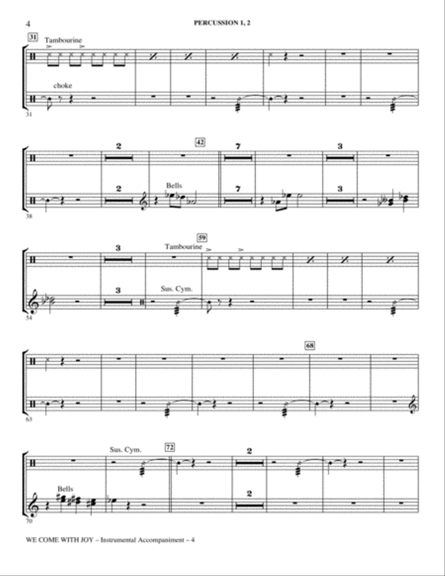 We Come With Joy Orchestration - Percussion 1 & 2 Choir scores gallery preview page 4
