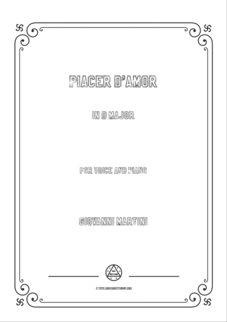 Giovanni-Piacer d'amor in D Major,for Voice and Piano Voice Solo scores gallery preview page 1