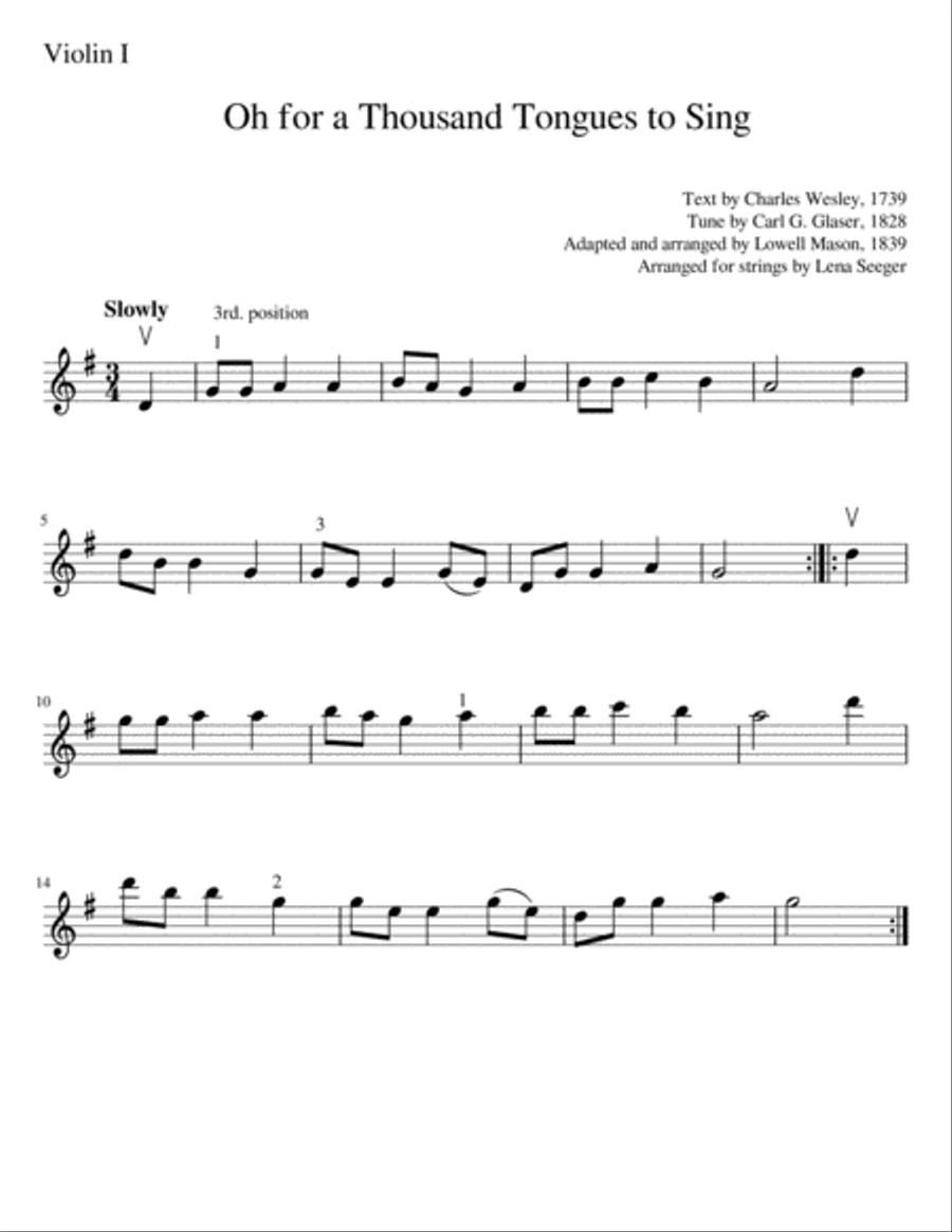 Oh for a Thousand Tongues to Sing String Quartet scores gallery preview page 3