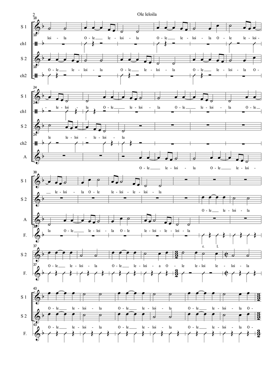 Ole leloila Ole leloila SSA scores gallery preview page 3