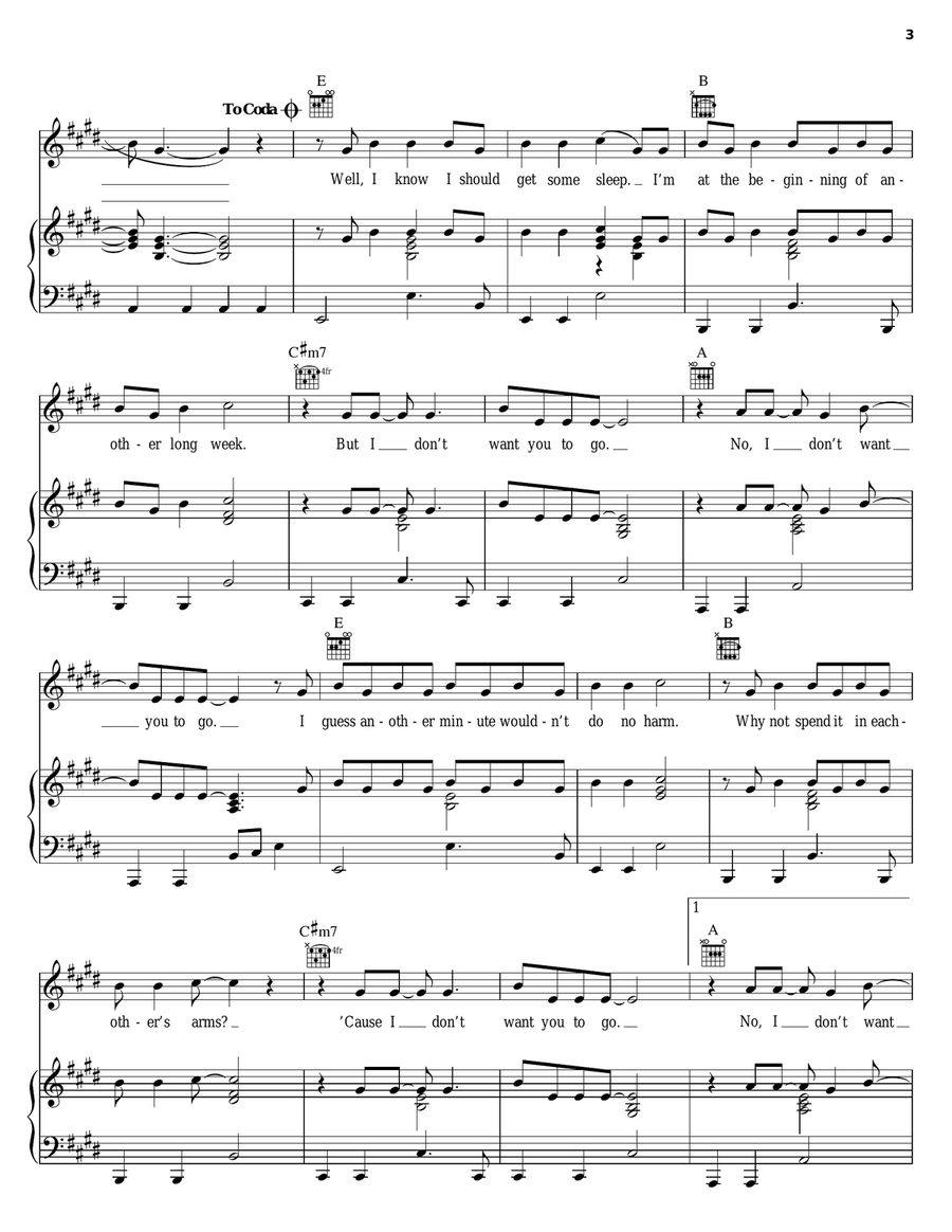 I Don't Want You To Go Piano, Vocal, Guitar scores gallery preview page 3