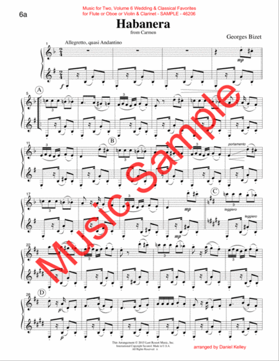 Music for Two, Volume 6 - Flute/Oboe/Violin and Clarinet Clarinet scores gallery preview page 2