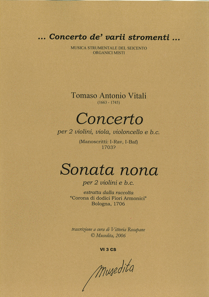 Concerto (Ms. I-Rav, I-Baf) e Sonata nona (Bologna, 1706)