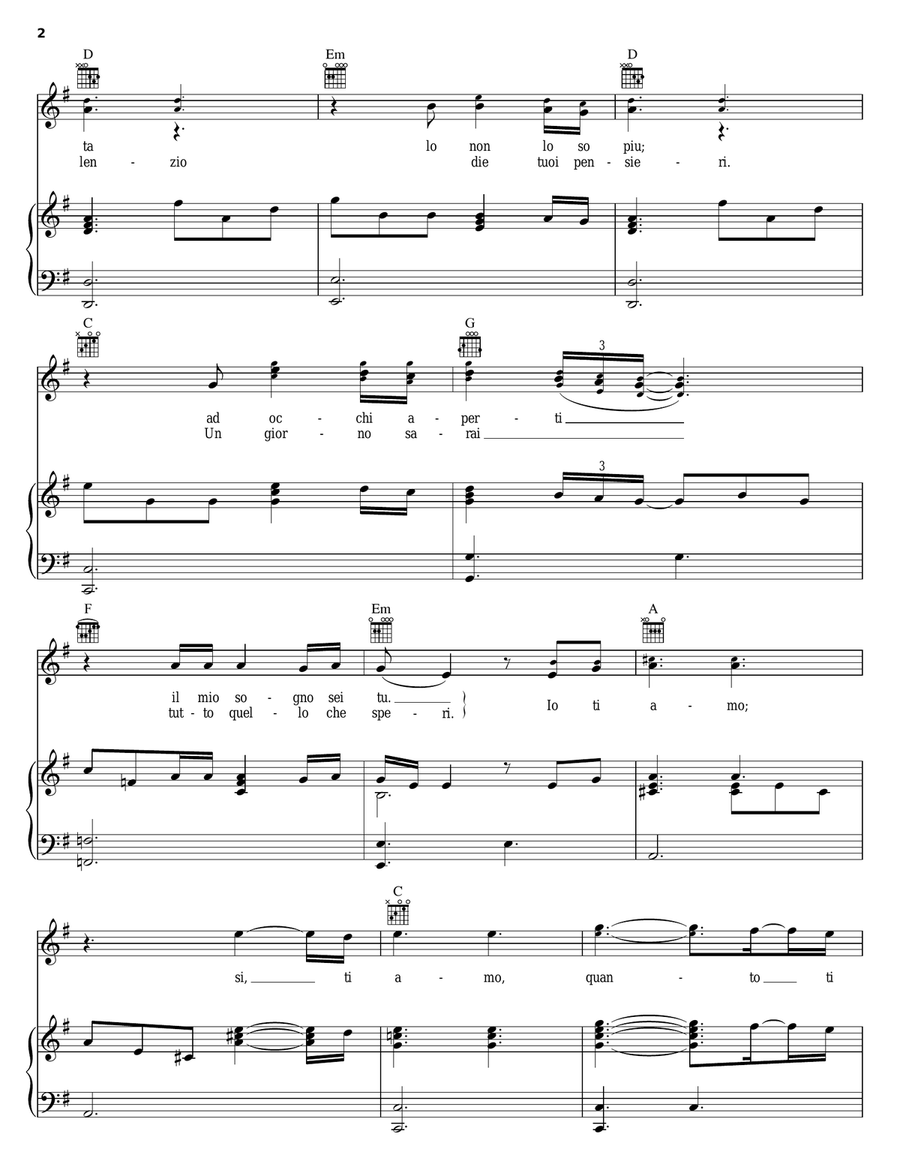 Nights In White Satin (Notte Di Luce) Piano, Vocal, Guitar scores gallery preview page 2