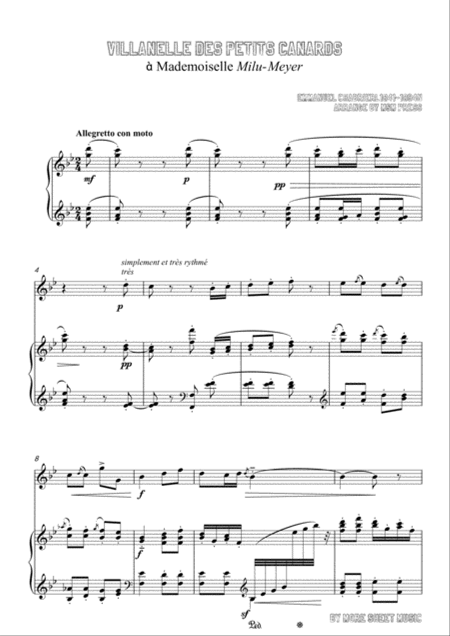 Chabrier-Villanelle des petits canards,for Flute and Piano Flute scores gallery preview page 3