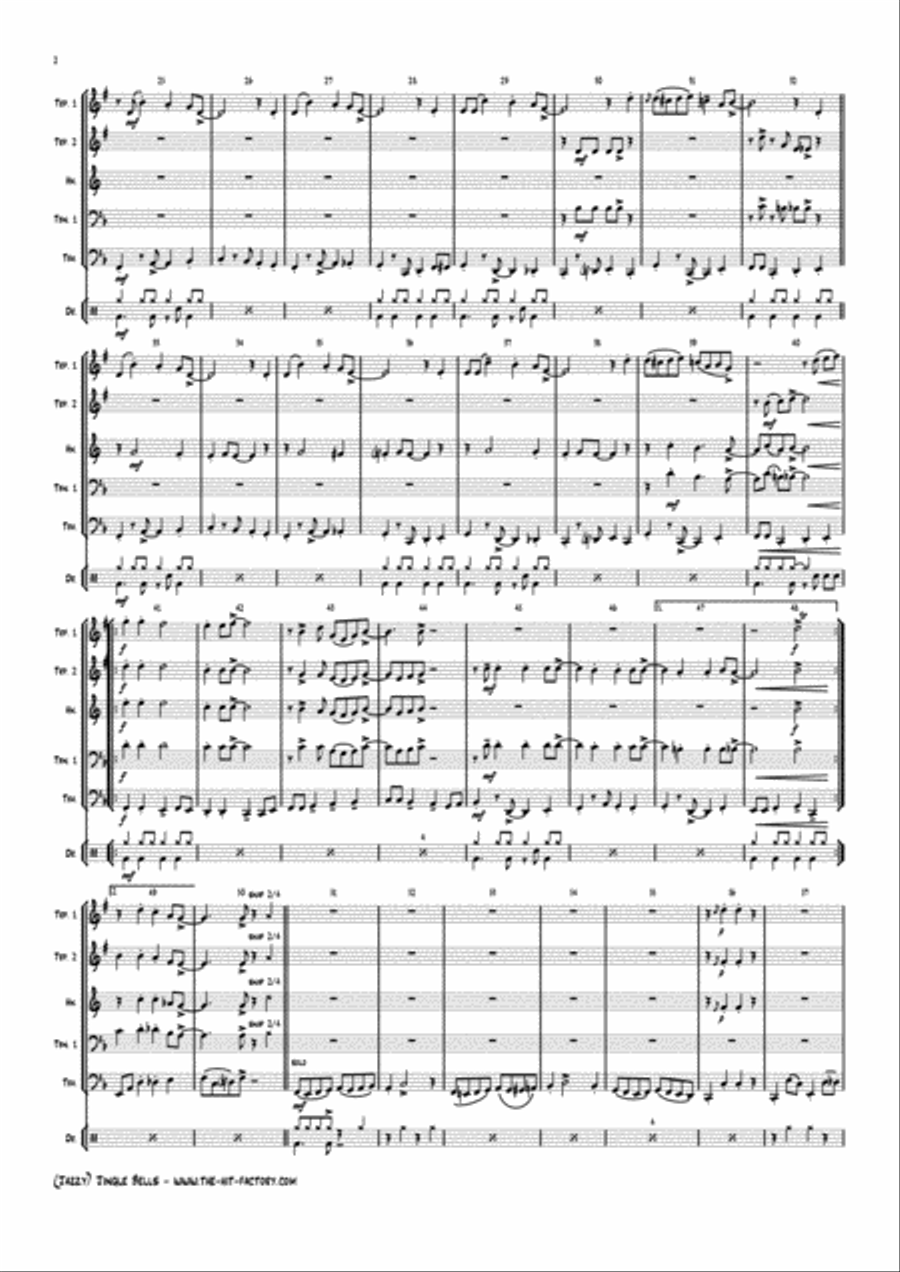 Jazzy Jingle Bells - Christmas Swing - Brass Quintet Euphonium scores gallery preview page 2