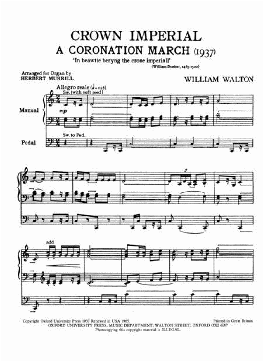 Crown Imperial - Coronation March (1937) Organ Solo scores gallery preview page 2