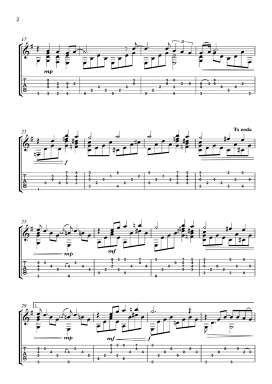 Bridge Over Troubled Water Guitar Tablature scores gallery preview page 2