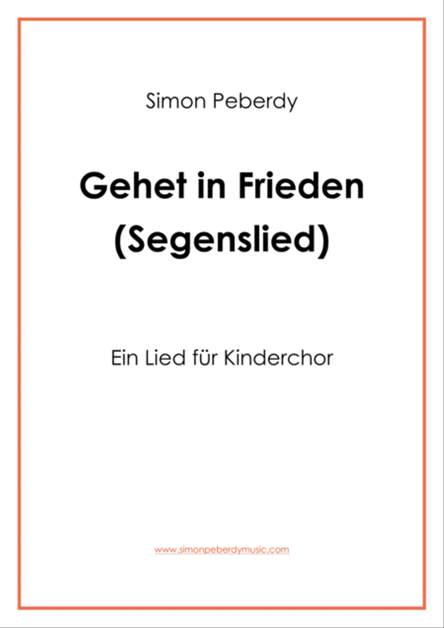 Gehet in Frieden - Schlusslied für Kinderchor (Final song for children's choir) image number null