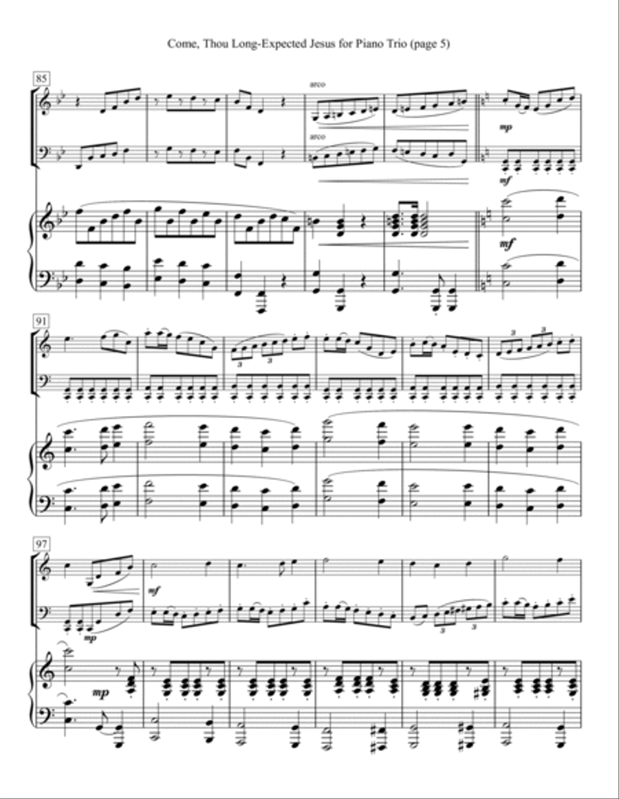 Come, Thou Long-Expected Jesus for Piano Trio Come, Thou Long-Expected Jesus for Piano Trio Piano Trio scores gallery preview page 5