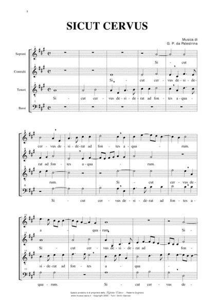 SICUT CERVUS - SATB Choir - Palestrina image number null