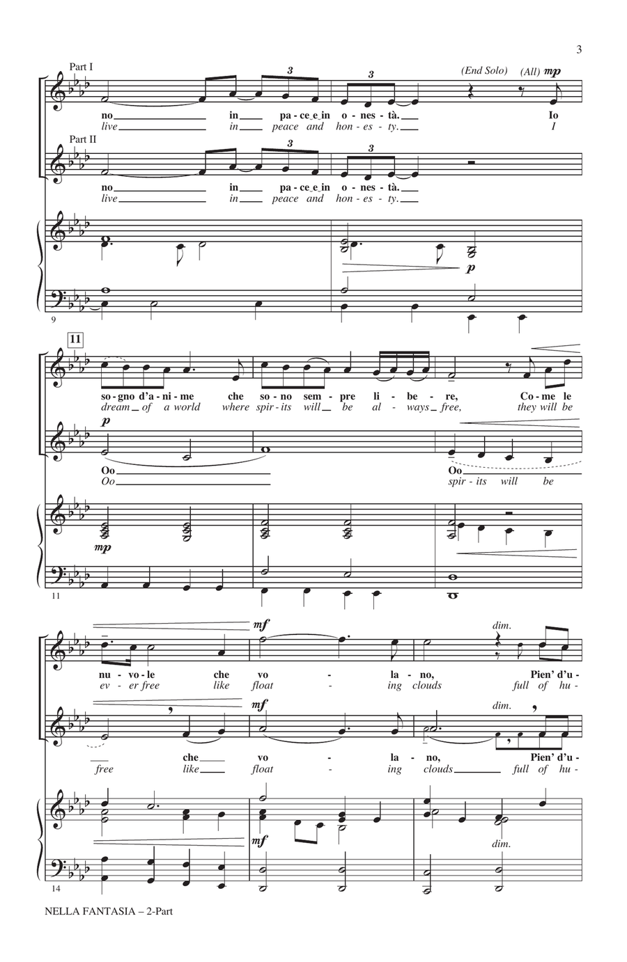 Nella Fantasia (In My Fantasy) (arr. Audrey Snyder) 2-Part scores gallery preview page 2