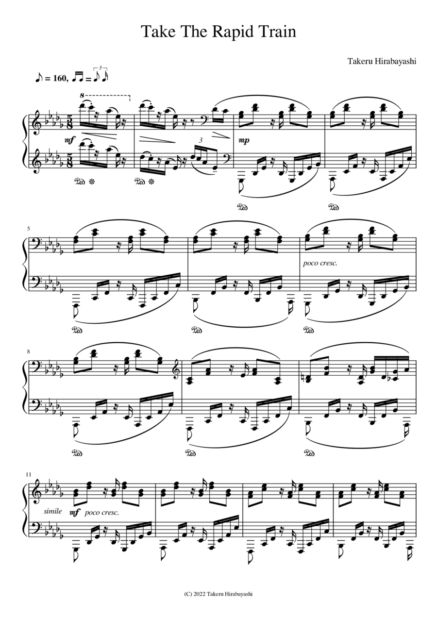 Take The Rapid Train Piano Solo scores gallery preview page 1