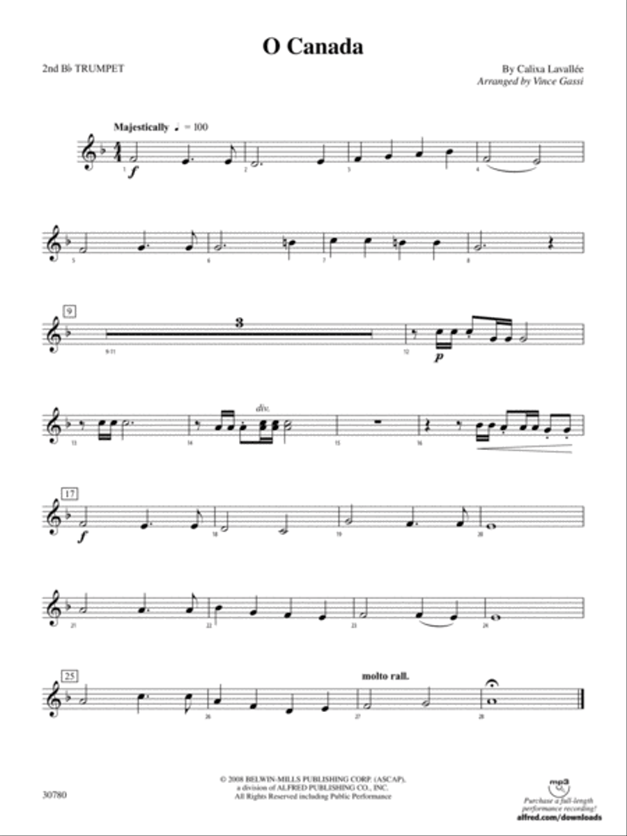 O canada trumpet sales