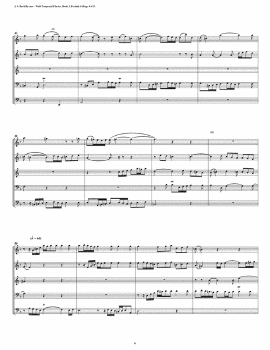 Prelude 04 from Well-Tempered Clavier, Book 2 (Double Reed Quintet) Woodwind Ensemble scores gallery preview page 4
