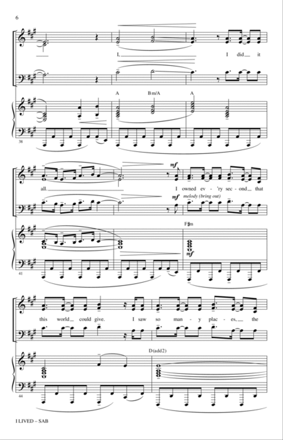I Lived (arr. Jacob Narverud) 3-Part scores gallery preview page 5