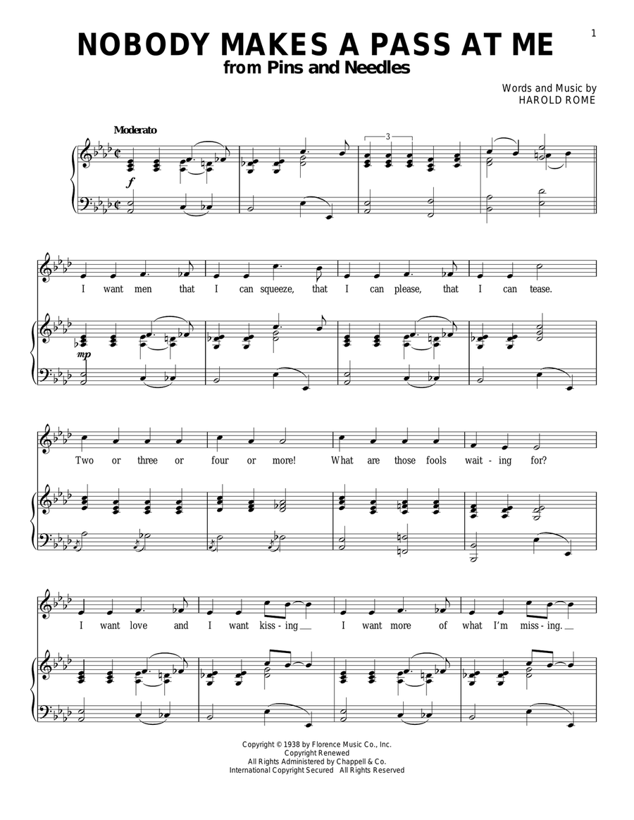 Nobody Makes A Pass At Me Piano, Vocal scores gallery preview page 1