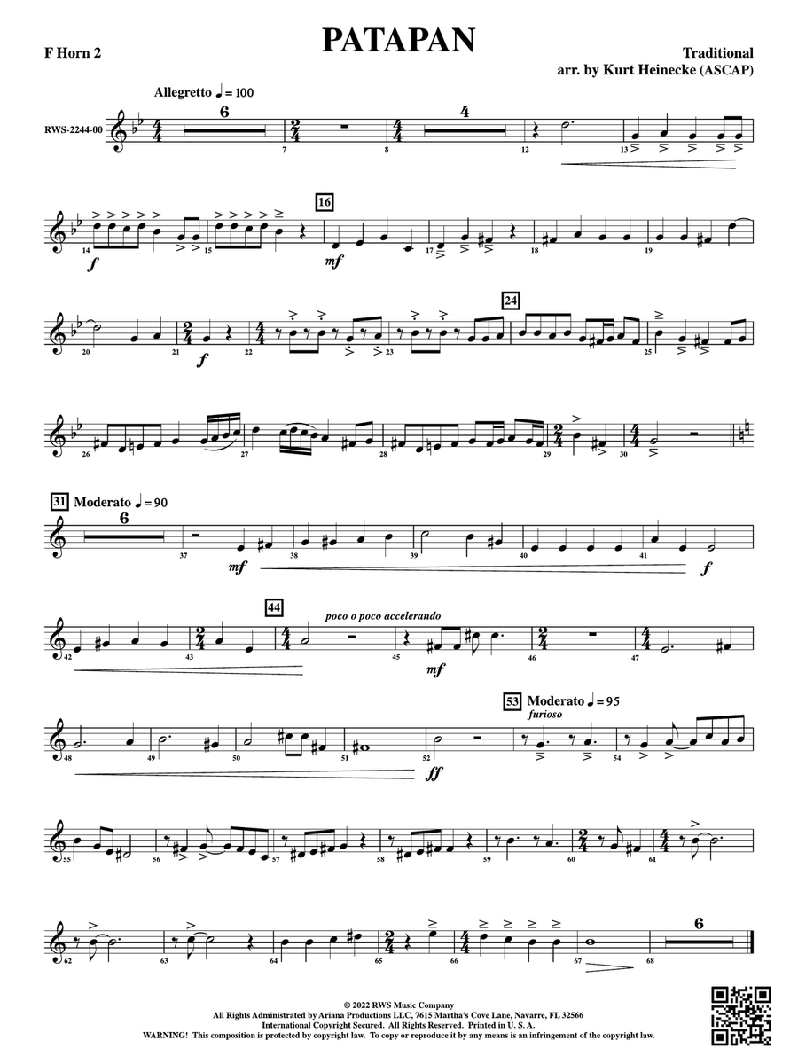 Patapan: 2nd F Horn