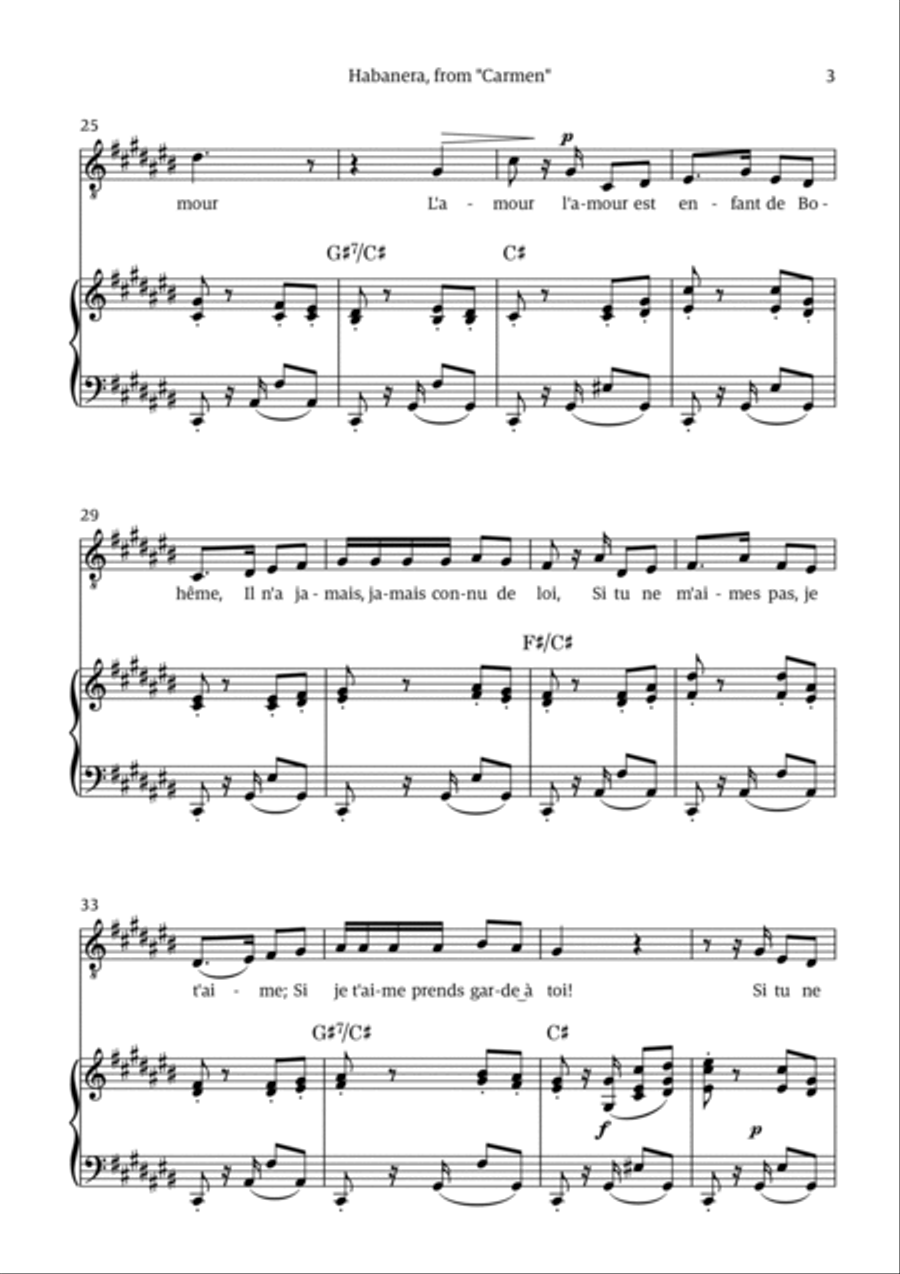 Habanera (for tenor - C# minor/major) Chamber Music scores gallery preview page 3