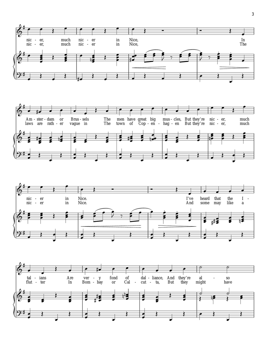 It's Nicer In Nice Piano, Vocal scores gallery preview page 3