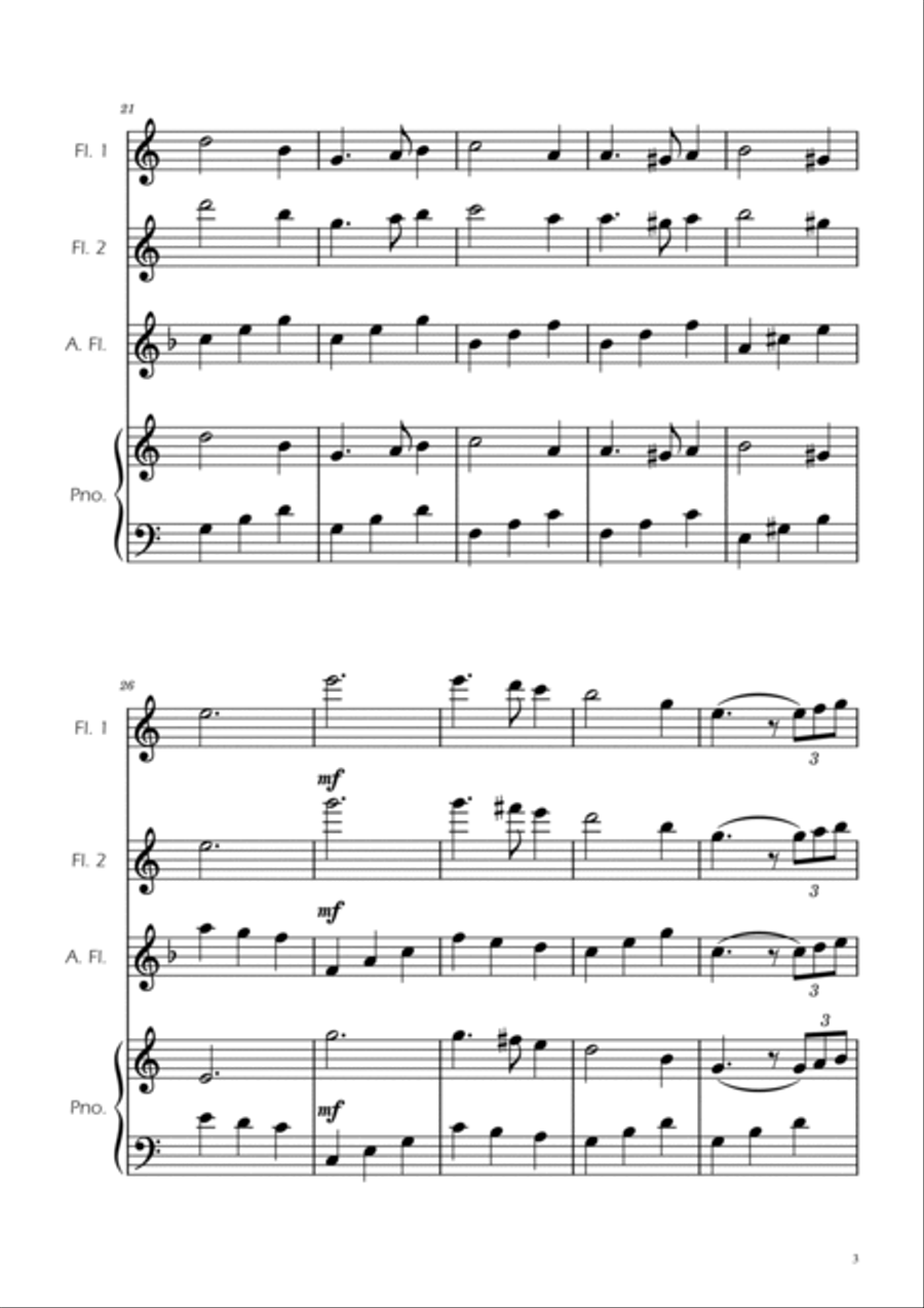 Greensleeves - Flute Trio w/ Piano Woodwind Trio scores gallery preview page 3