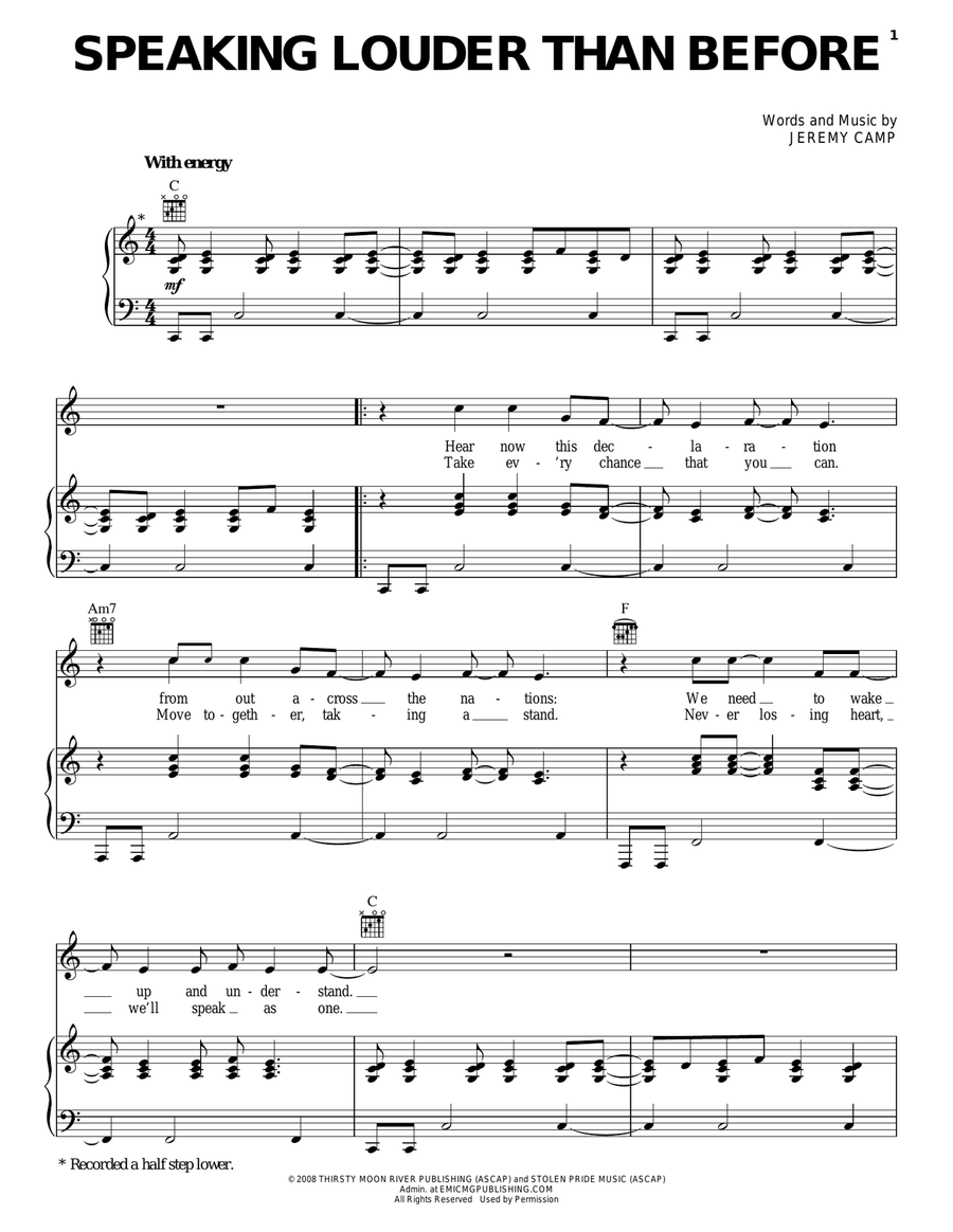 Speaking Louder Than Before Piano, Vocal, Guitar scores gallery preview page 1