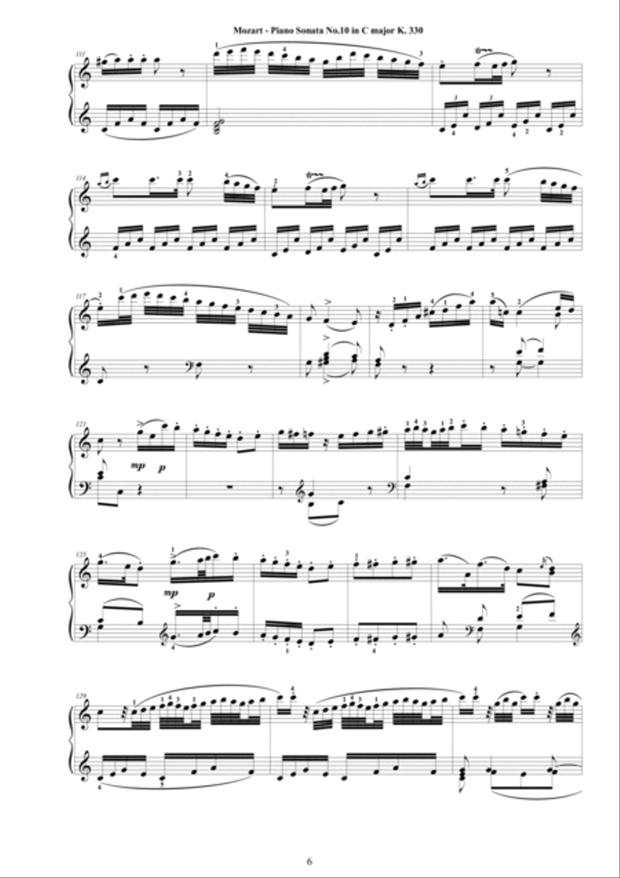 Mozart - Piano Sonata No.10 in C major K 330 - Complete score Piano Solo scores gallery preview page 6