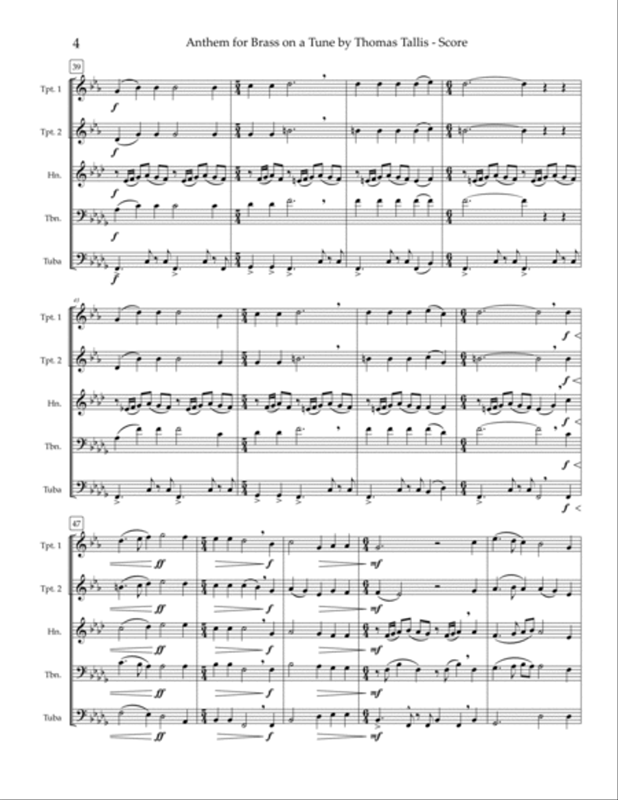 Anthem for Brass on a Tune by Thomas Tallis - brass quintet Brass Quintet scores gallery preview page 6