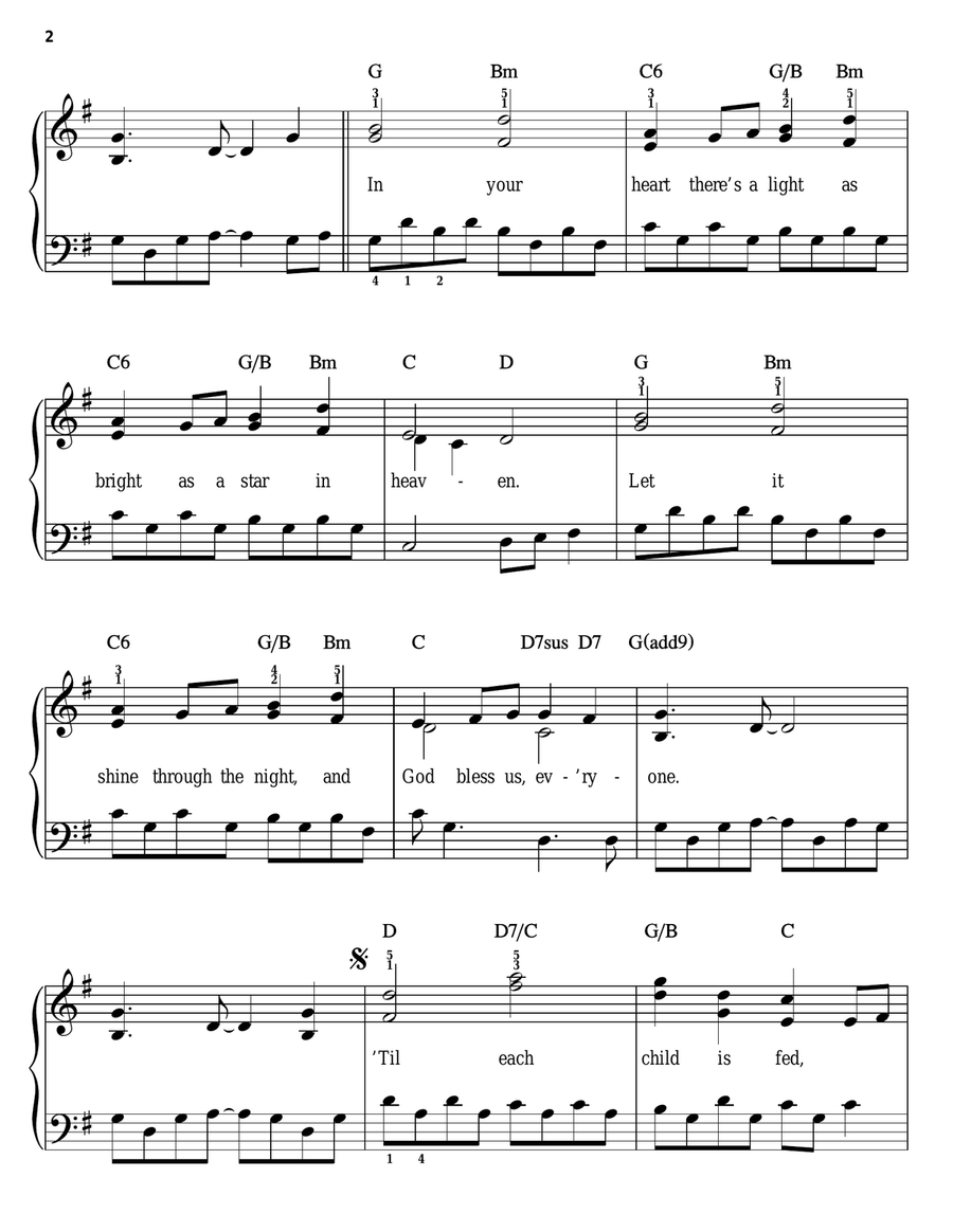 God Bless Us Everyone God Bless Us Everyone Easy Piano scores gallery preview page 2