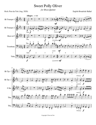 Sweet Polly Oliver - Trad. English Broadside Ballad (Brass Quintet)