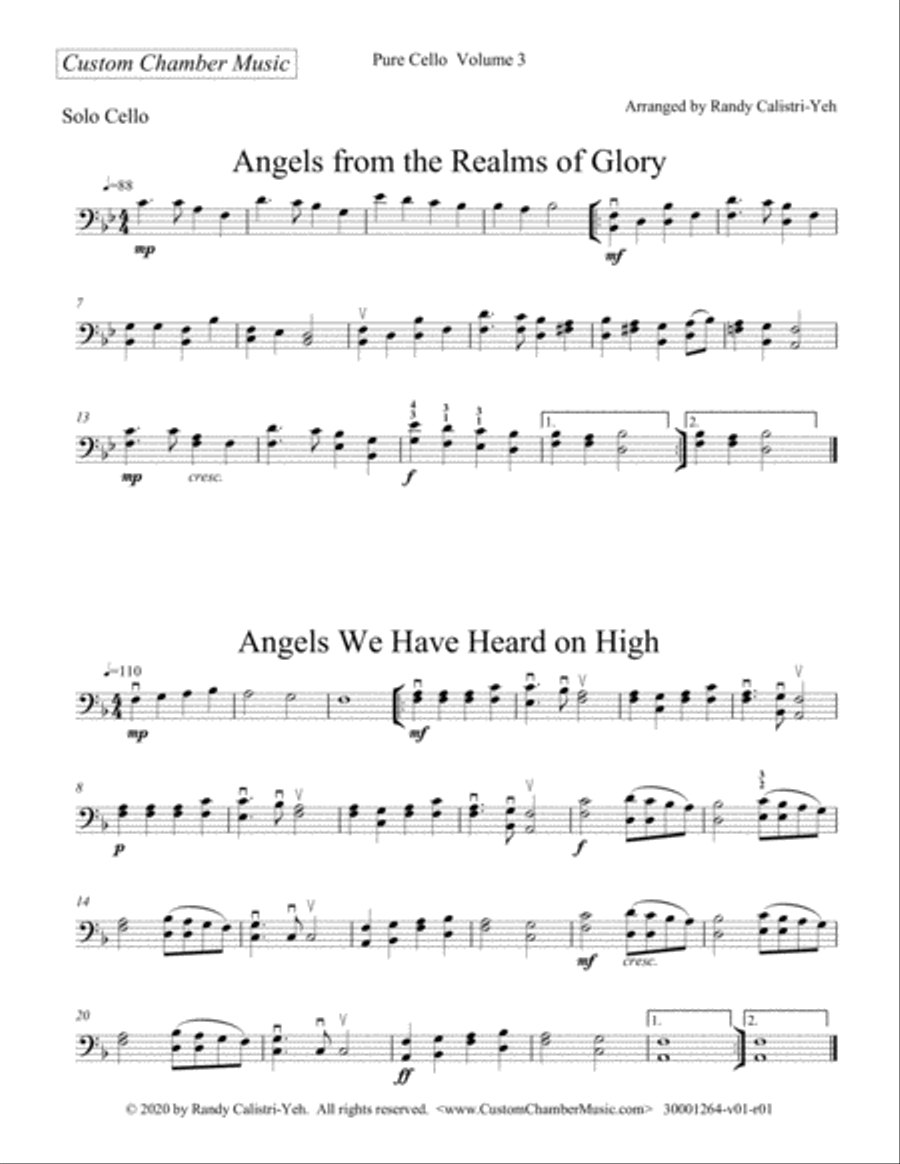 Pure Cello Volume 3: Thirty Christmas Carols for Unaccompanied Cello (solo cello) Cello Solo scores gallery preview page 5