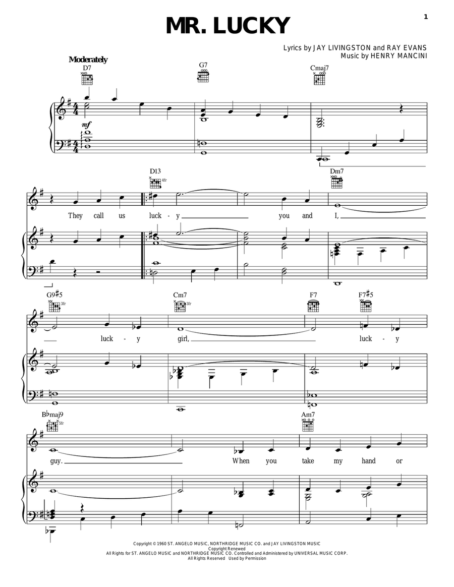 Mr. Lucky Guitar scores gallery preview page 1