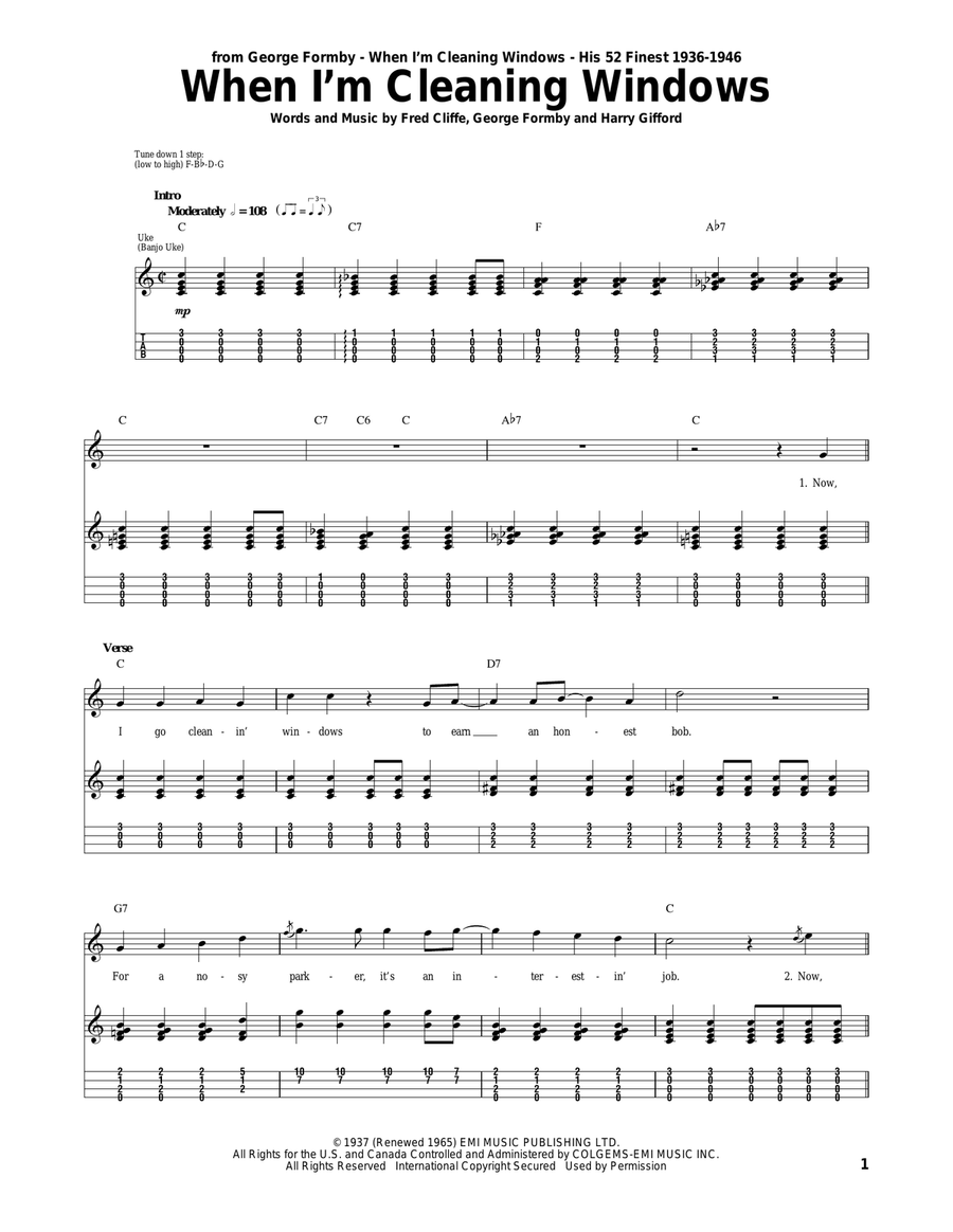 When I'm Cleaning Windows Ukulele scores gallery preview page 1