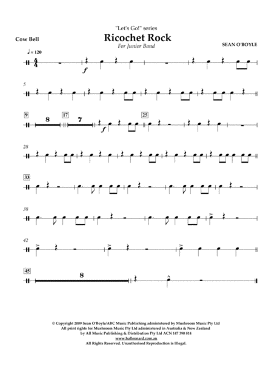 Ricochet Rock - Cowbell Ricochet Rock - Cowbell Concert Band scores gallery preview page 1