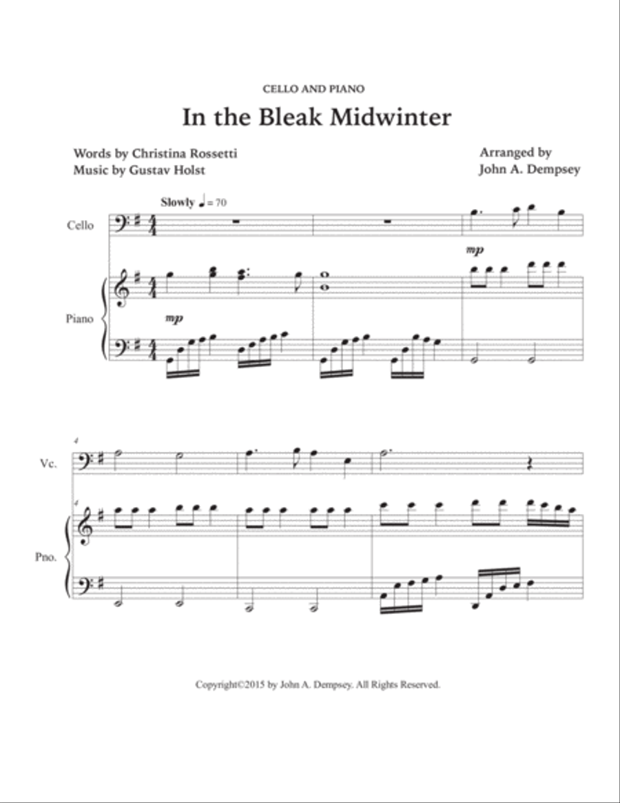 In the Bleak Midwinter (Cello and Piano) Piano scores gallery preview page 5