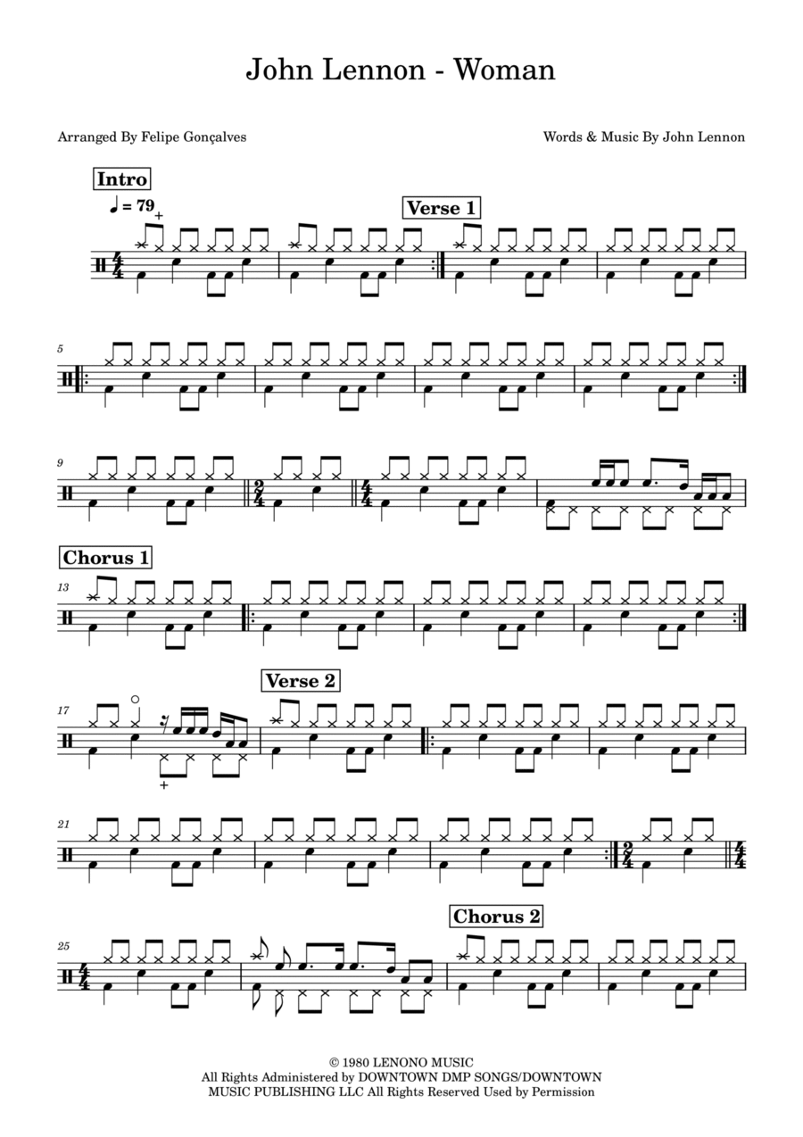 Woman Woman Drum Set scores gallery preview page 1