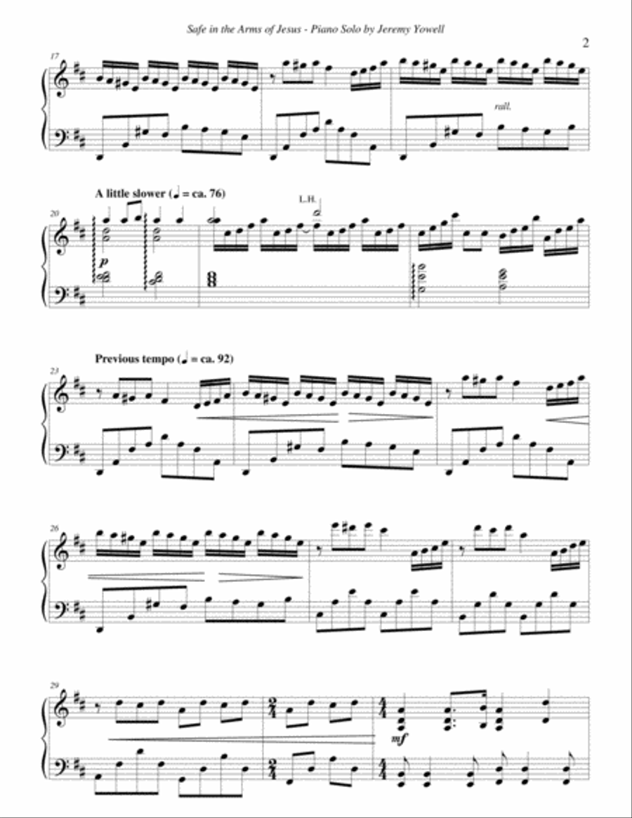 Safe in the Arms of Jesus Piano Solo scores gallery preview page 2