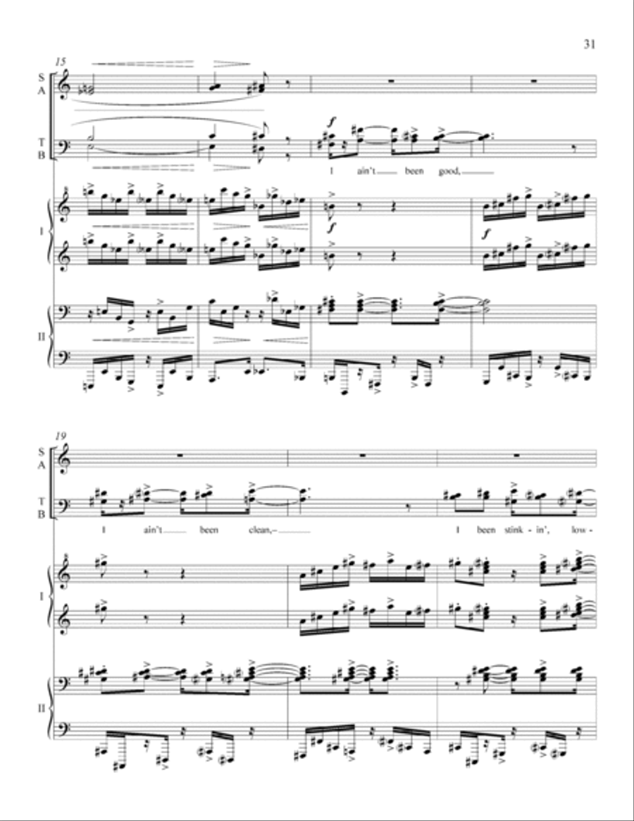 Afro-American Fragments: 6. Fire! 4-Part scores gallery preview page 3
